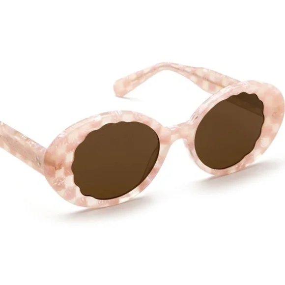 NWT KREWE Alixe Checkered Plaid Pink Oval Sunglasses, Retro 80's shape - Picture 2 of 5